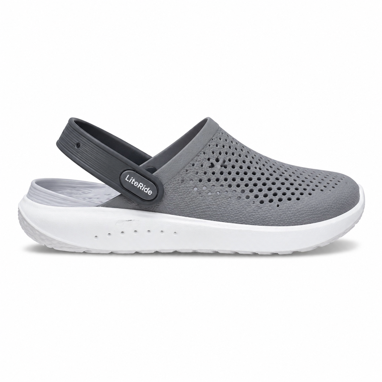 Side profile of grey Crocs LiteRide 360 Clog